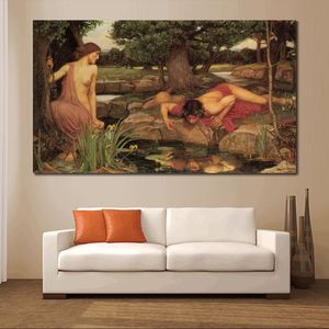 Yüksek kaliteli John William Waterhouse Resim Tuval Sanat Yankısı ve Narcissus El Boyalı Romantik Sanat Duvar Dekor