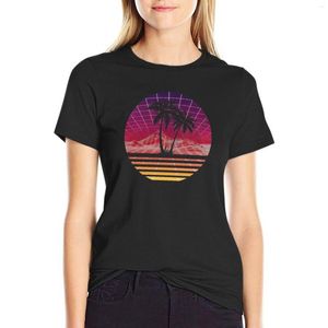 Women's Polos Modern Retro 80s Outrun Sunset Palm Tree Silhouette - Original T-Shirt Oversized T Shirt Designer Clothes Women Luxury