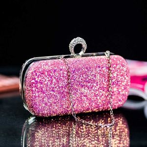 Shoulder Bags Evening Pink Clutch Purse Women Bling Sequins Handbags 2022 New Fashion Designer Luxury Phone Bag Crossbody Small Designer Bag