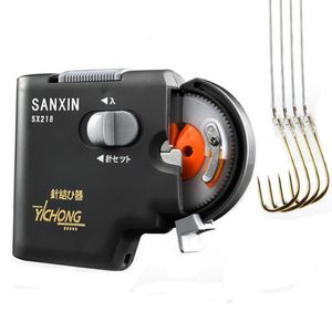 Anzóis de pesca portáteis elétricos automáticos máquina de nível de gancho acessórios de pesca amarrar ganchos de pesca rápido equipamento de dispositivo de amarração de linha 230608