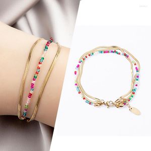 Charm Bracelets Rice Beads Chain Bracelet Set For Women Bohemia Summer Multi Layer Colorful Handmade Bangle Girls DIY DIY Jewelry Accessories