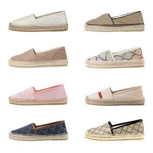 Kvinnor Jacquard Espadrille Designer G Flat Shoes Leather Espadrilles Loafers Canvas Fashion Lady Girls Summer White Calfskin Casual Shoes 38 Style