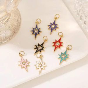 Charms 10PCS Shining Star For Women Jewelry Making Colorful Trendy Pendants With Zircon Necklace Bracelet Wedding Party Gift