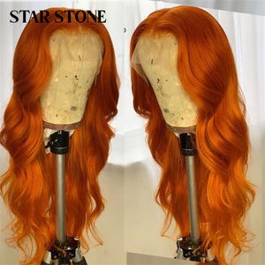 Pezzi di capelli 30 32 pollici 13x4 Ginger Lace Front Human For Women Orange Body Wave Frontal 230609