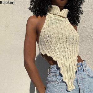 Women's Tanks Camis Knitted Worsted Y2K Tank Top Women Irregular Shape Cut Out Wild Slim Activewear Vest Sleeveless Lady Outfits Summer Tops 230608