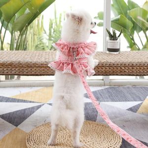 Dog Collars Summer Lace Chest Back With Traction No Pull Vest Strap Adjustable Reflective Breathable Harness For Dogs Puppy And Cats