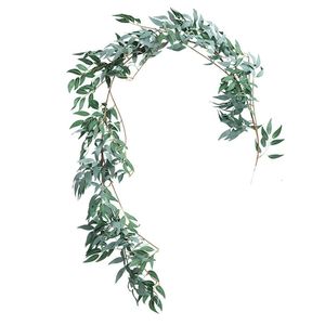 Decorative Flowers Wreaths 160cm ceiling decor road layout rattan jungle party Wedding decoration greens artificial flowers willow vine garland wreath 230608