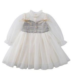 Sommar söta tjejklänningar full ärm prinsessa fest elegant klänning barn baby grenadin kjol mode barn kläder