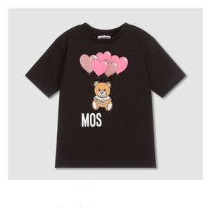 Kinderkleidung Baby-T-Shirt Kinder-Designer-T-Shirt 15 Stile Luxusmarke MOSC Mädchen Jungen Kurzarm-Erziehungsoberteile Sommer Bär Buchstaben Schwarz Weiß Rosa 90-160 S-XXXL
