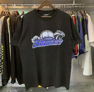 Men's T-Shirts Fashion Brand Trapstar Basketball London Shooter Print Cotton Double Yarn Loose Short-Sleeved t-Shirt For Tidal flow design 678ess