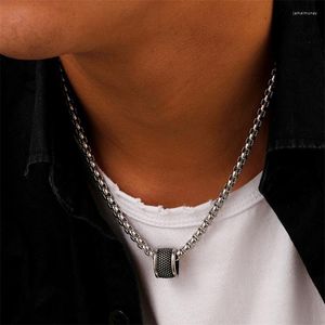 Hänge halsband mäns mode smycken rostfritt stål silver färg glidpärla lång kedja herr collier homme