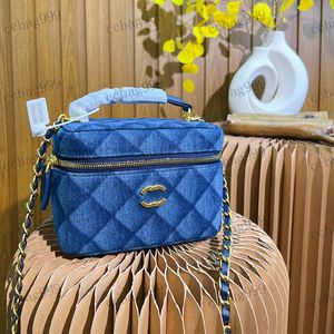 Designer Mini maquiagem bolsa de jeans de jeans de diamante impressa check small pingente tout