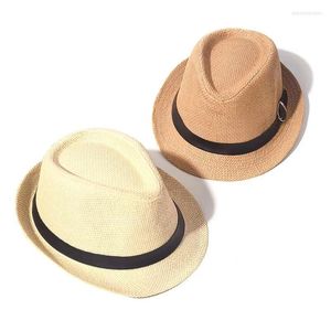 Beretti Cappello jazz di paglia per uomini e donne per uscire in spiaggia in ombra i loro genitori bambini