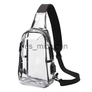 Borse da sera Clear Crossbody Man Chest Bag Marca Small Men Borsa a tracolla Donna Impermeabile Chest Bag USB Ricarica Borse moda J230609