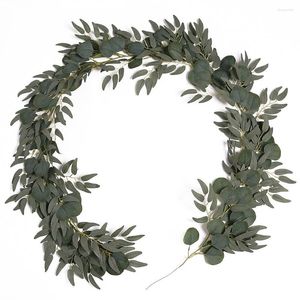 Dekorative Blumen Eukalyptus Künstliche Pflanzengirlande Gefälschte Blumenrebe DIY Für Zuhause Raumdekoration Garten Hochzeit Bogen Außendekoration Wand