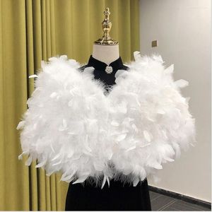 Scarves Wedding Shrugs For Women Real Ostrich Feather Fuffly Bridal Dress Capes White Bolero Party Shawl Wraps