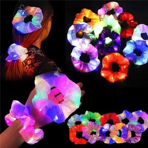 Hair Accessories Girls LED Luminous Scrunchies Hairband Ponytail Holder Headwear Elastic Hair Bands Solid Color
