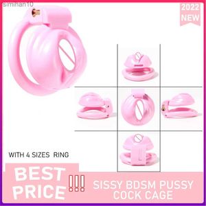Pink Pussy Female Chastity Cage Sissy Clitoris Shape Bondage With 4 Lock Ring Gay Devices Vagina Feminine Sex Toys Adult Goods L230518