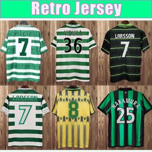 97 99 LARSSON LAMBERT Mens RETRO Soccer Jerseys VIDUKA MORAVCIK MJALLBY BLINKER BRATTBAKK Home Grenn Away Black Football Shirt Uniforms