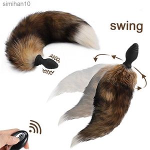 Fox Tail Anal Plug 10 Speed ​​Wireless Remote Anal Sex Toys Silicone Furry Butt Plug Flirt Anus Plug Vuxna leksaker för par GS0476 L230518