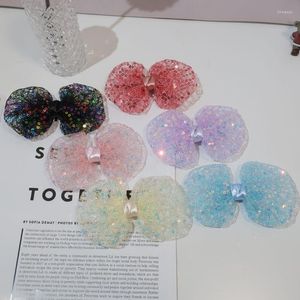 Accessori per capelli 10pcs Glitter Tulle Colore Fiocco Forcine Pastello Paillettes Bowknot Barrettes Per Gonna Tutu Copricapo Principessa Boutique