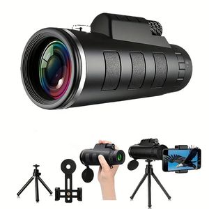 Telescópio monocular 40x60, monóculos para adultos, telescópio monocular de alta potência para smartphone, com tripé de suporte, monóculos portáteis