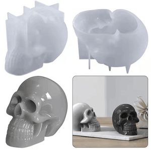 Ljus Aouke Skull Candle Silicone Mold Epoxy Diy Desktop Ornament Dekorativ Gypsum Soft Pottery Clay Tool Skull Silikon Mögel 230608