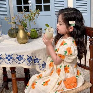 Girls Dresses Summer Princess Dress Breathable ShortSleeved Lady Sweet Floral Vestidos ChildrenS Clothing Baby Kids Clothes 230608