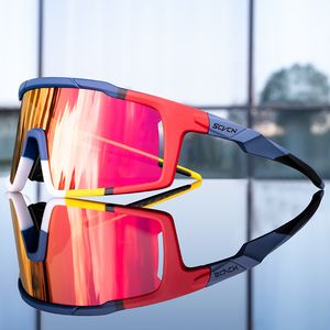 Utomhus Eyewear SCVCN Märke POCHROMISK CYKLING GLASS UV400 Polariserade män Kvinnor MTB BICYCLE Solglasögon Utomhussport Running Eyewear HD Lens 230608