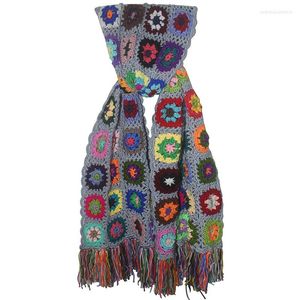 Scarves 2023 Hand Made Scarfs Women Tassel Scarf Wraps 200 27cm Big Crochet Flower Autumn Winter Handmade Christmas Gift