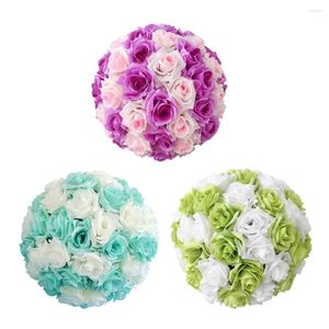 Decorative Flowers Artificial Rose Plastic Fake Cloth Hanging Table Centerpieces Po Prop Wedding Kissing Balls Party Decor