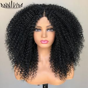 Lace Wigs Lace Front Wig Afro Kinky Curly Wigs Para Mulheres Peruca de Cabelo Sintético Prepened Heat Resistant Fiber Hair Glueless Lace Frontal Wig 230608