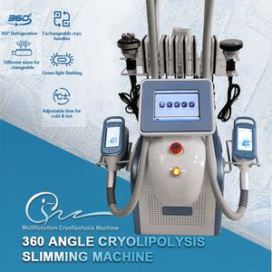 Laserbantningsfettborttagning Cryolipolysis System Fat Freeze Vacuum Cavitation Ultraljud Sixpolar RF Machine 2 Cryo Handtag kan fungera samtidigt