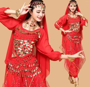 Stage Wear Arabic Sequin Belly Dance Costume Bollywood Plus Size 9pcs Set Womens Dancing Sets 6 Color