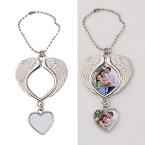 Keychains Wing Heart Sublimation Blankhängen Blanks Produkter Zinklegering Värmeöverföring utskrivbar