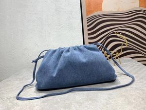 Fashion Cloud Bag Damen-Jeanstasche mit Kordelzug, Umhängetasche, klassische Innenseite aus Schaffell, magnetischer Druckknopfverschluss, Öffnung, Designer-Luxus