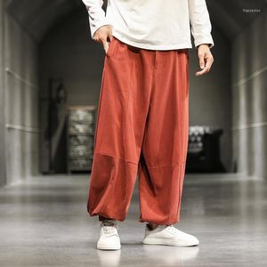 Erkek pantolon pamuk Çin tarzı keten gevşek artı beden bloomers 2023 harajuku gündelik bol erkek giyim moda büyük boy joggers