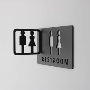 Dekoratif Nesneler Figürinler Tuvalet İşaretleri Alışveriş Merkezi Ofis Binaları Kapı Tabakları Hatırlatma Göstergesi Plak Yönlendirme İşareti WC Tabela 3D Yan Montaj 230609