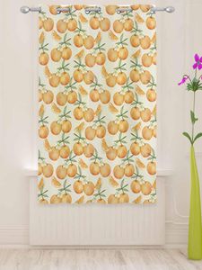 Curtain 1/2pcs Plant Fruit Orange Sheer Curtains For Living Room Modern Bedroom Transparent Voile Tulle