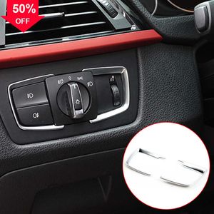 New 2 Pcs ABS Car Headlight Switch Frame Trim Adjustment Sticker for BMW NEW 3 4 316 320liGT Car Accessories Interior Decorative