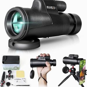 12x50 binóculos monoculares para adultos, crianças, amigos, smartphone monocular de alta potência e alta definição com adaptador de telefone