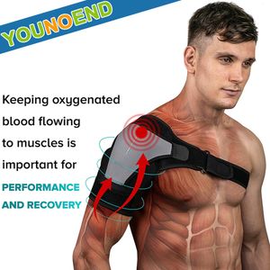 Back Support Justerbar andningsbar Gym Sports Care Single Shoulder Brace Guard Strap Wrap Belt Band Pads Black Bandage Men Women 230608