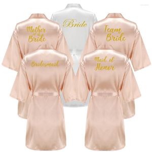 Indumenti da notte da donna Champagne Robe Bride Satin Kimono Women Wedding Sister Of The Printing Bridesmaid Bridal Party Robes Team