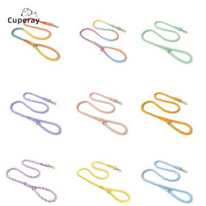 Dog Collars Leashes Handwoven Cotton Rainbow Leash Medium and Large Walking Is Wearresistant for Outdoor or Training Z0609