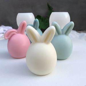 Ljus 3D Egg Bunny Silicone Candle Mold Faceless Rabbit Head Aromaterapy Soap Gips Harts Mögel Ljusstake Making Supplies Home Decor 230608