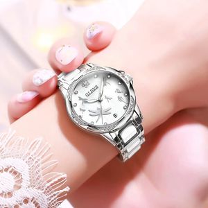 Olevs Women's Watch Fully Automatic Mechanical Room Ceramic Steel Band Women's Watch 32mm