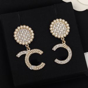 2023 Luxury quality Charm drop earring with diamond in 18k gold plated have box round shape stamp PS7065B