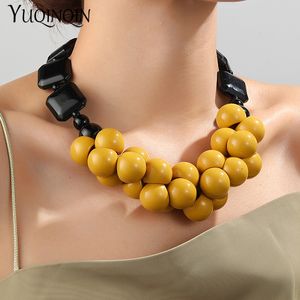 Pendant Necklaces Trendy Beads Chains Big Pendant Necklaces for Women Statement Colorful Resin Chocker Necklace For Girl Summer Travel Jewelry 230608