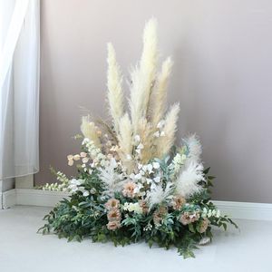 Decorative Flowers Natural Dry Wall Hanging Artificial Flower Row Wedding Arch Props Guide Ball