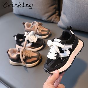 Athletic Outdoor Spring Autumn Childs Kids Sport Shoes Patchwork PU Running For Toddlers Boys Girls Non Slip Hook Loop Children Sneakers 230608